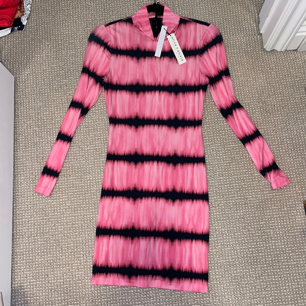 Alice + Olivia Delora mock neck dress